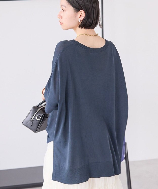 AMERICAN HOLIC 接触冷感サイドスリットニットプルオーバー Navy