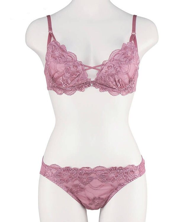 San-ai Resort（三愛水着楽園） 【WEB限定】【プチプラブラセット】純欲カラーヌーディーレーシーストリングブラ＆ショーツセット 【northerly】 ピンク
