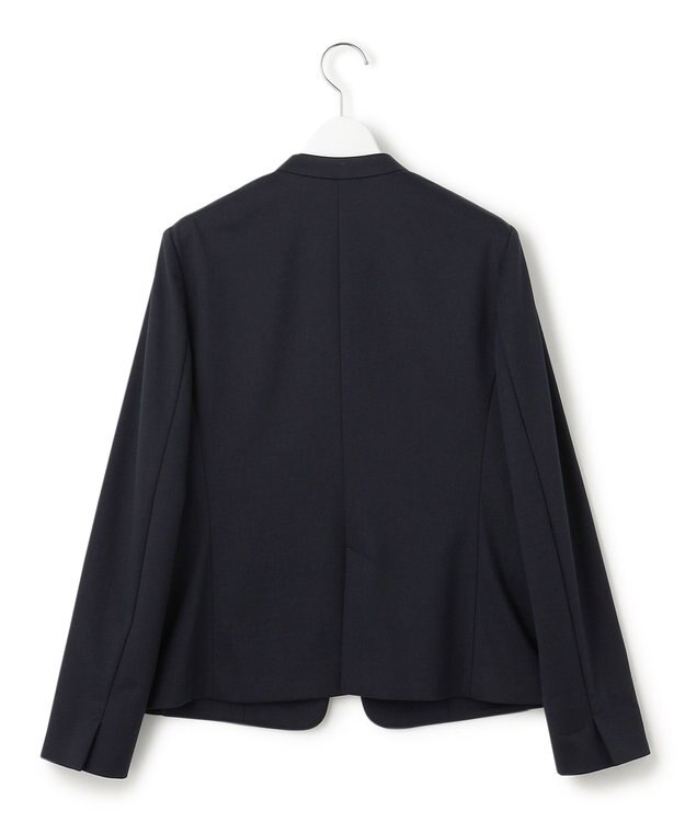 23区 【セットアップ対応/洗える】トリアセジャージー ノーカラージャケット ネイビー系