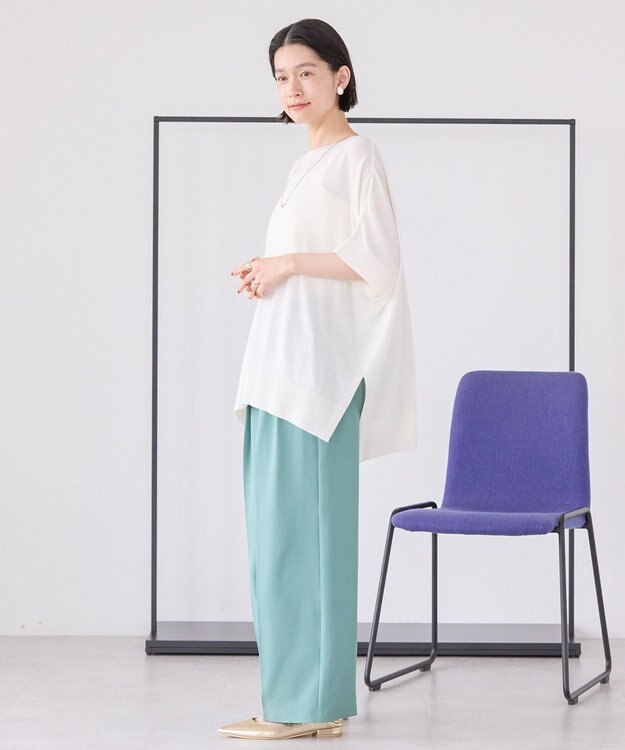 AMERICAN HOLIC 接触冷感サイドスリットニットプルオーバー Off White