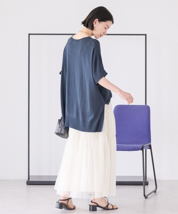 AMERICAN HOLIC 接触冷感サイドスリットニットプルオーバー Navy