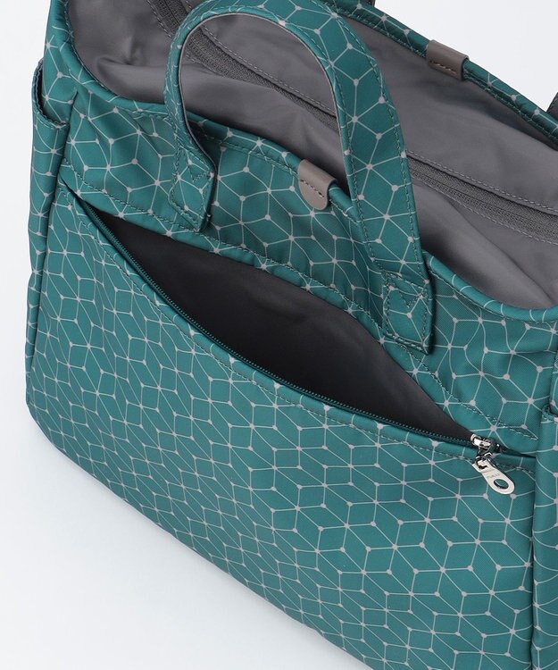 Y'SACCS キュービック×ポイントドット　2WAYトート＆ショルダー　Mサイズ ブルーグリーン