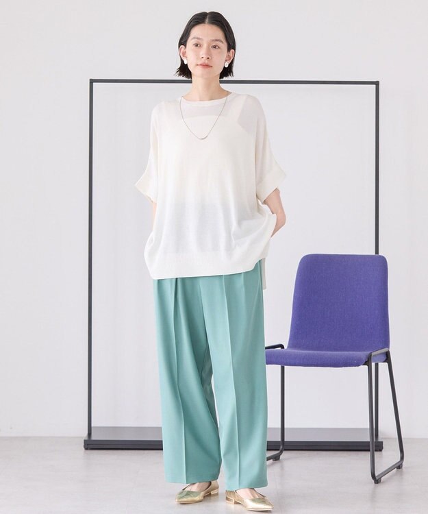 AMERICAN HOLIC 接触冷感サイドスリットニットプルオーバー Off White