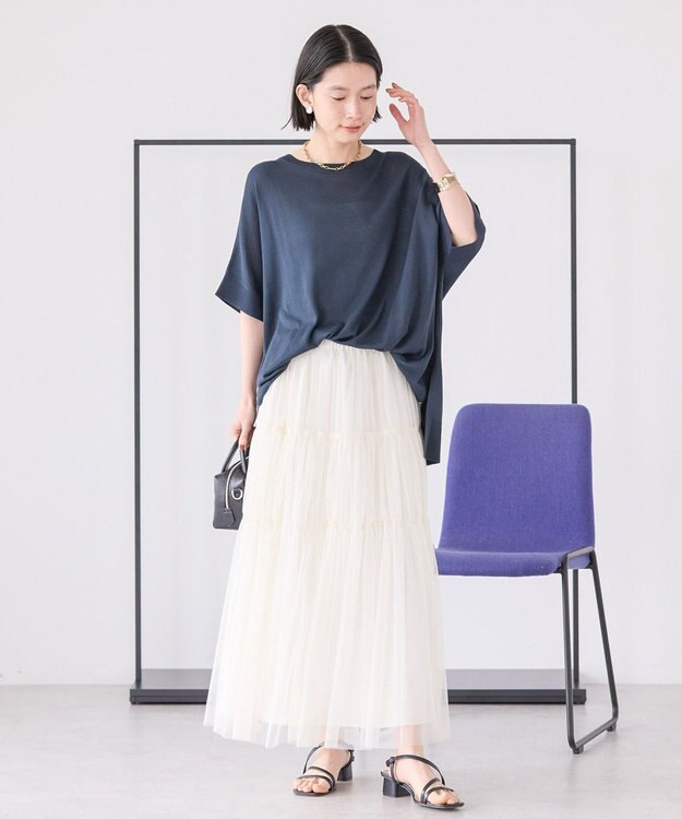 AMERICAN HOLIC 接触冷感サイドスリットニットプルオーバー Navy