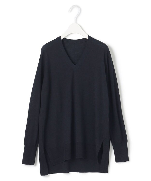 ICB 【洗える】コンパクトウール Vネックプルオーバー ネイビー系