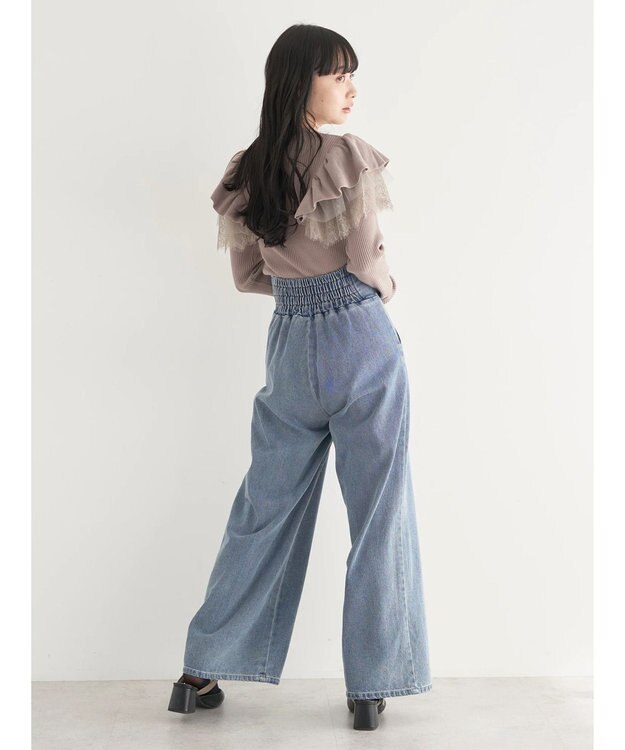 earth music&ecology ショルダーチュールレースプルオーバー Mocha