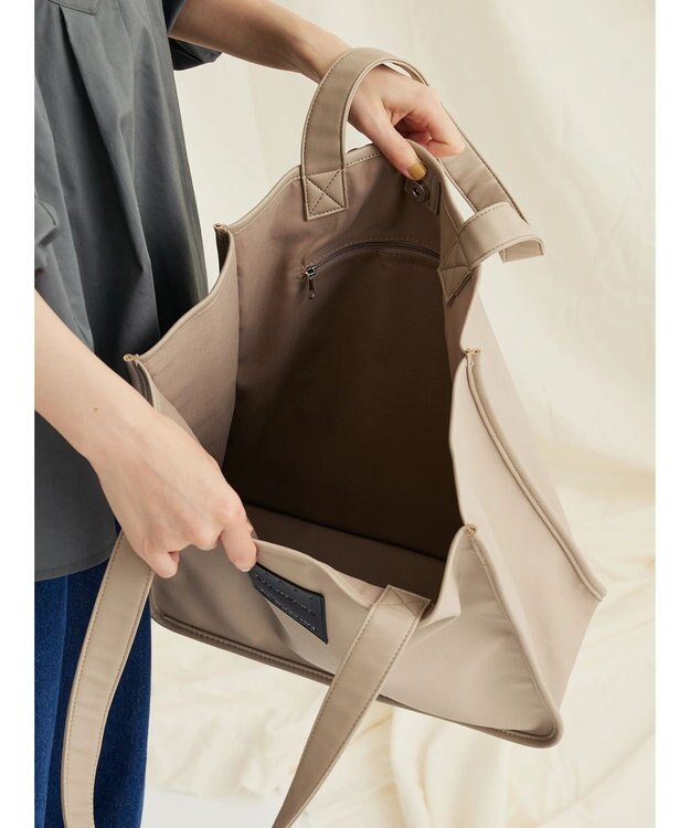 CRAFT STANDARD BOUTIQUE フェイクレザースクエアトート Gray Beige