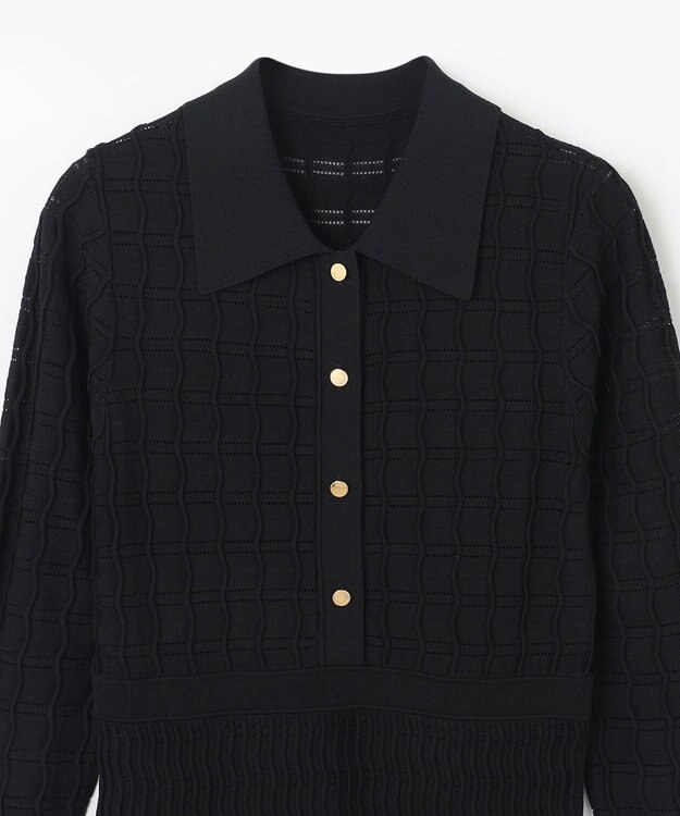 GRACE CONTINENTAL ウェーブニットワンピース ブラック