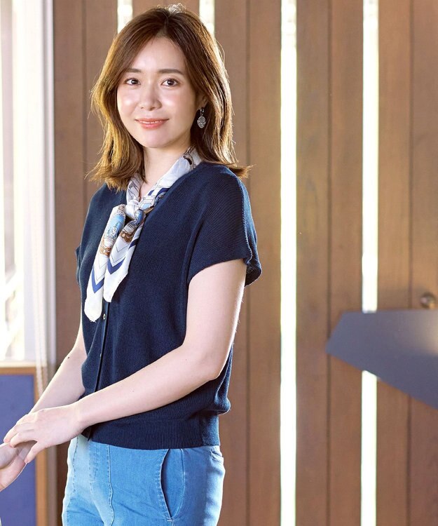 Tiaclasse 【洗える】リネンタッチカーディガン ネイビー