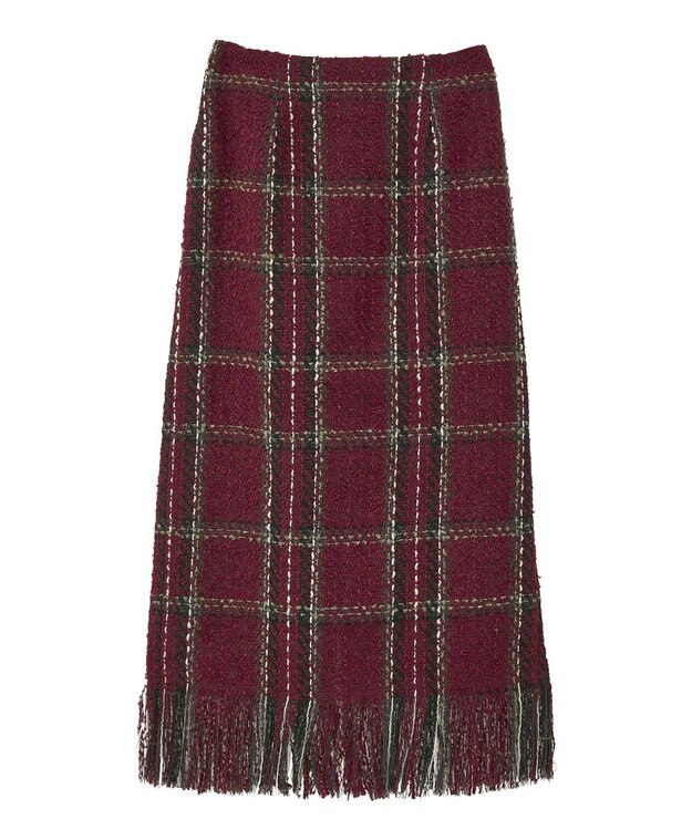 Green Parks ・ＳＵＧＡＲ　ＳＰＯＯＮ　チェックフリンジスカート Bordeaux