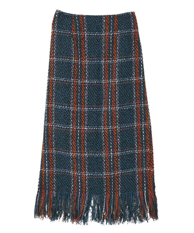 Green Parks ・ＳＵＧＡＲ　ＳＰＯＯＮ　チェックフリンジスカート Navy