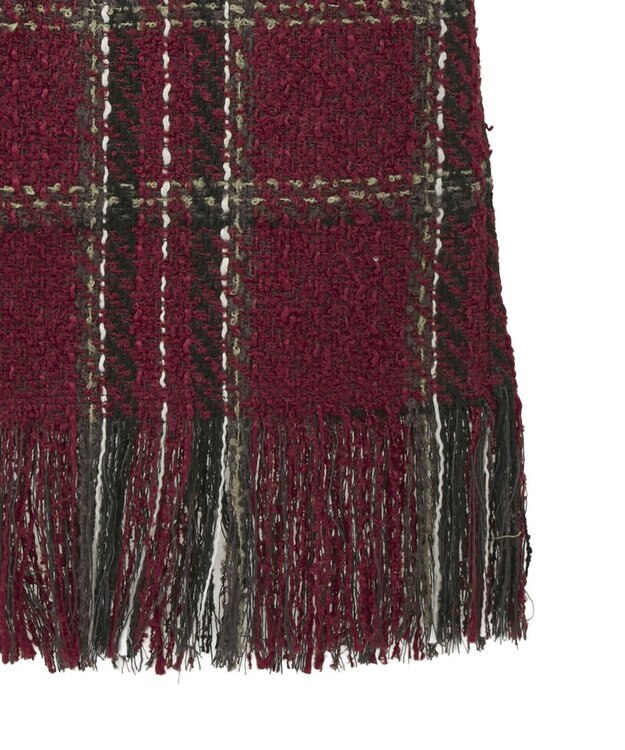 Green Parks ・ＳＵＧＡＲ　ＳＰＯＯＮ　チェックフリンジスカート Bordeaux