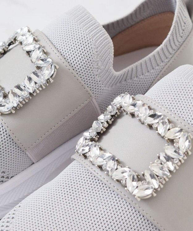 Bridget Birkin 【Bridget Birkin】ビジューバックルニットスニーカー ライトグレー