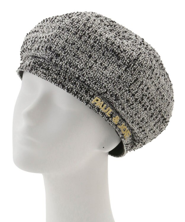 MOONBAT PAUL & JOE ACCESSOIRES ロゴ刺繍ツイードベレー ブラック