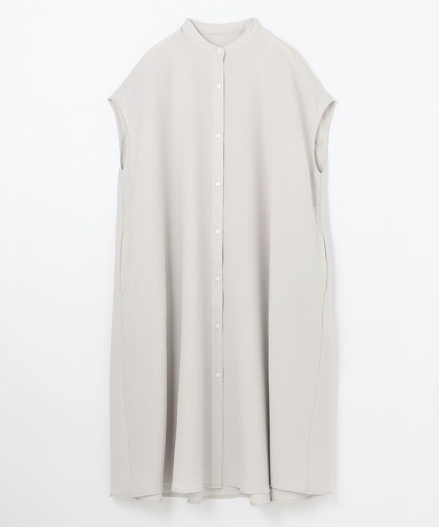 ANY 【洗える】バンドカラーとろみ ワンピース グレージュ