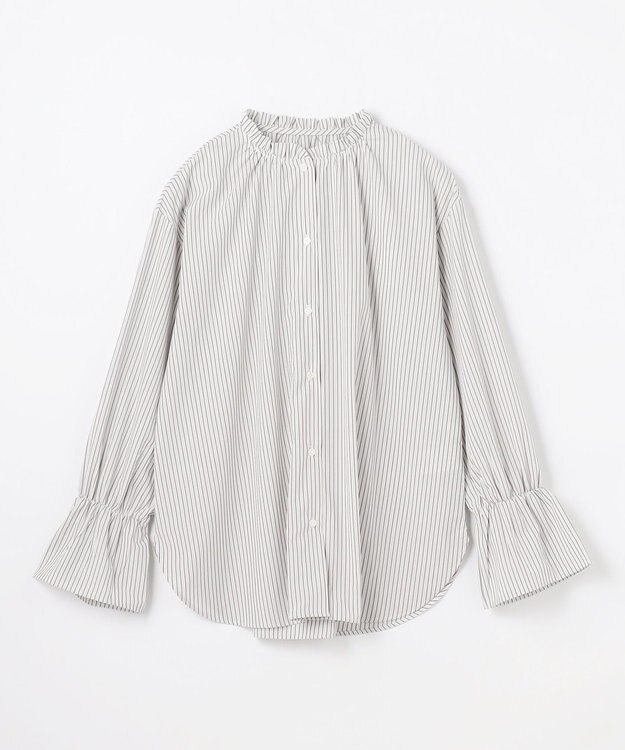 ANY L エニィファンクションハイネックブラウス グレーストライプ