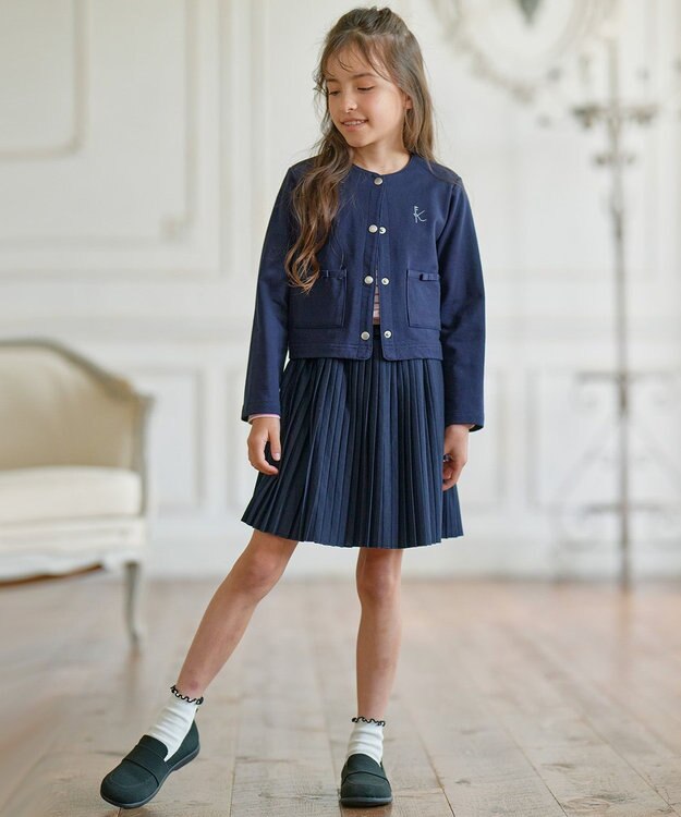 組曲 KIDS 【インパンツ付き】【150-160㎝】ＴＣ天竺プリーツ スカッツ ネイビー系