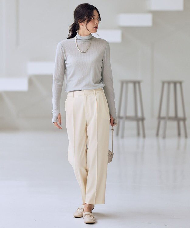 ANY L 【裏起毛/ウエストゴム】ウォームテーパードパンツ オフ