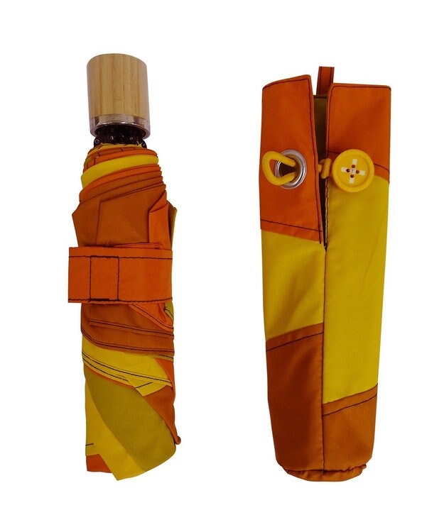 +RING 【限定/日本製】レディース向け パッチワーク プラスリング 折傘50cm ORG SR319 オレンジ