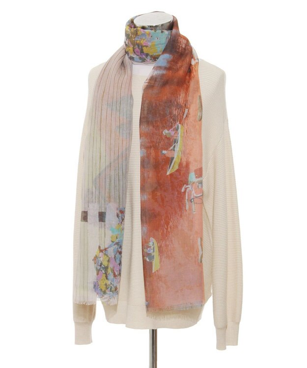 MOONBAT ハナト (Hanato) シルクコットンストール レイクサイド 197cm×70cm ピンク