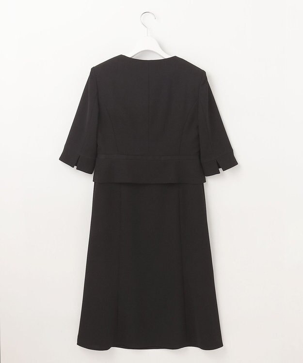 自由区 FORMAL 【ウォッシャブル対応】ドビーボーダーリボン ジャケット+ワンピース ブラック系