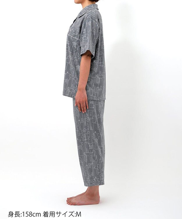 ワコール／睡眠科学 パジャマ 5分袖 半袖 8分丈 綿100%(本体) 天竺素材 レディース YDT152 睡眠科学／ワコール グレー