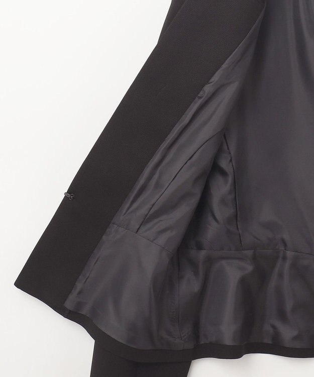 自由区 FORMAL 【ウォッシャブル対応】ドビーボーダーリボン ジャケット+ワンピース ブラック系