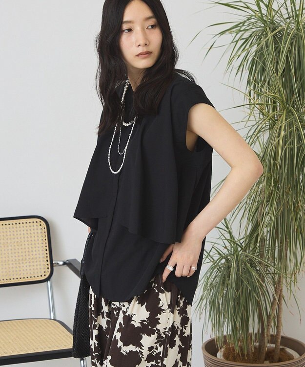 AMERICAN HOLIC 【マルチ機能】レイヤードデザインブラウス Black