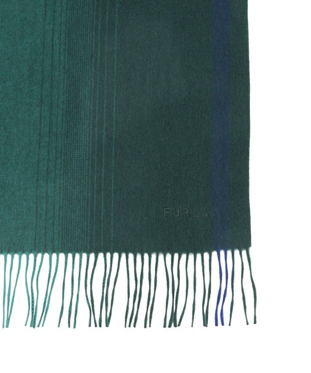 MOONBAT FURLA(フルラ）ウール100％ オンブレー カラーブロック ストール ダークグリーン