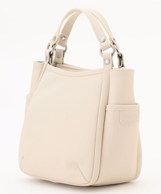 Y'SACCS カウレザー スクエア2wayミニトート アイボリー