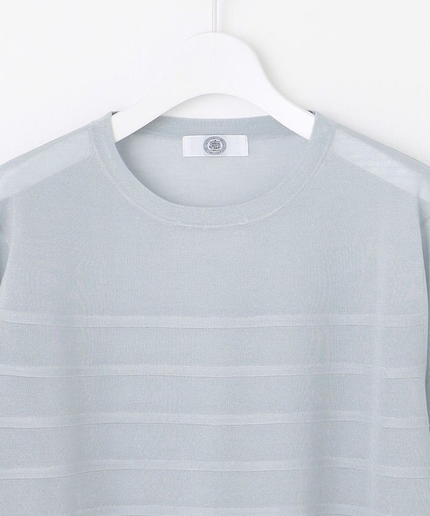 J.PRESS LADIES 【WEB限定・洗える】Vis/Peスパーク シアー ボーダー ニット サックス×サックス系