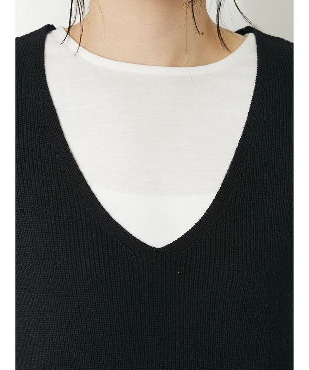 CRAFT STANDARD BOUTIQUE 【２点セット】片畦ニットベスト＋ロンＴＥＥ Black