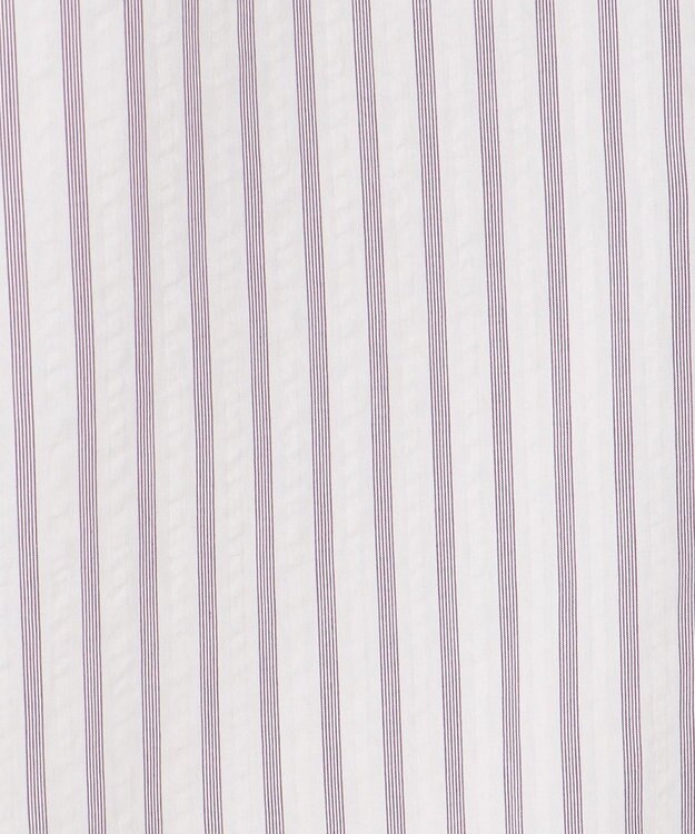 J.PRESS MEN 【クールマックス】サッカー マルチストライプ バンドカラーシャツ パープル系1