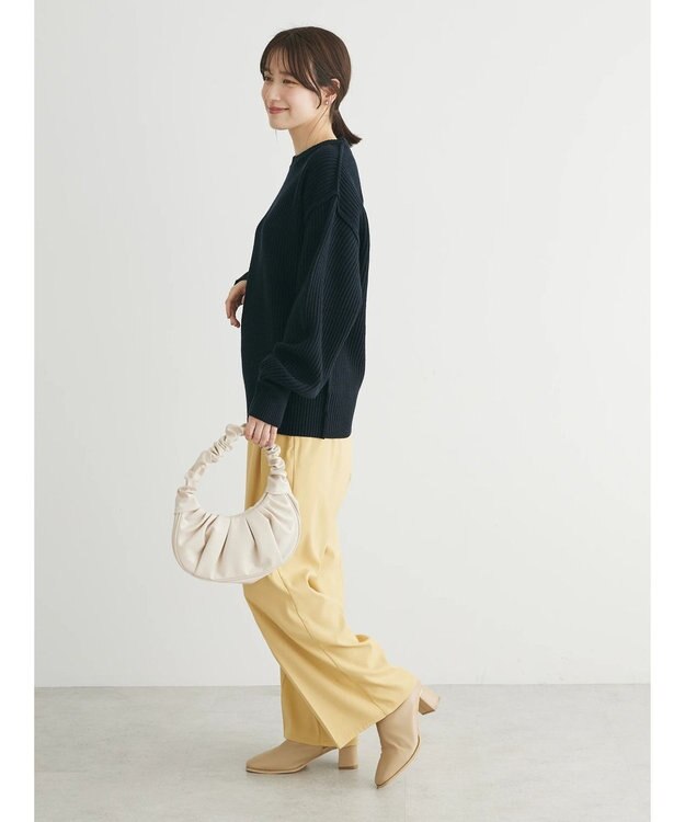 Green Parks 洗える　アゼ編みニットプルオーバー Dark Navy