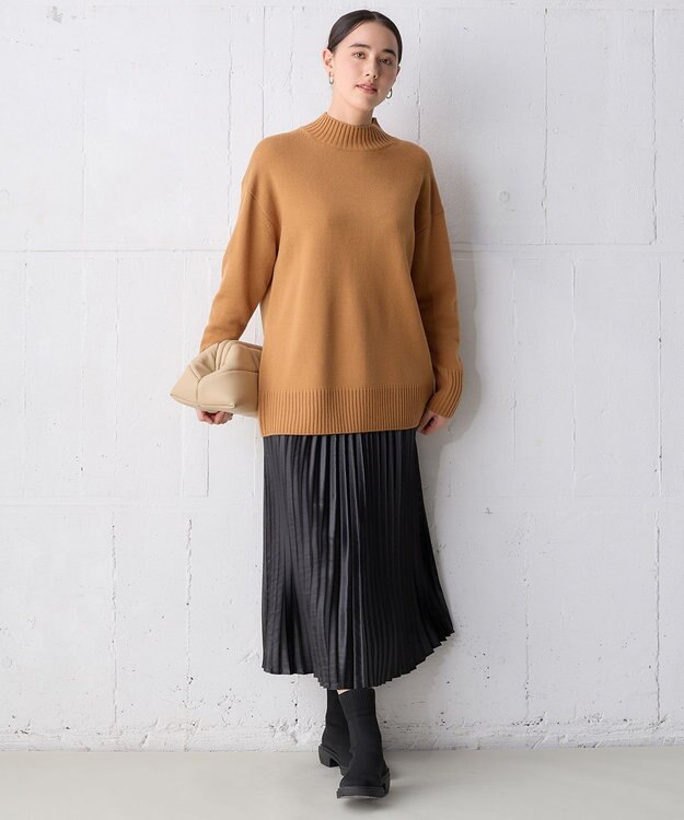 UNFILO 【洗える】チンツプリーツスカート ブラック