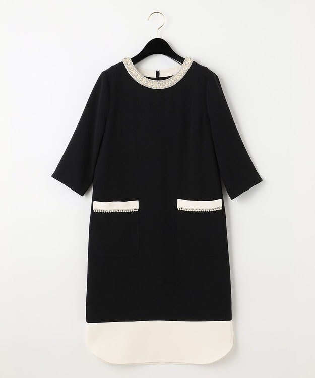 GRACE CONTINENTAL バイカラービジューワンピース ブラック