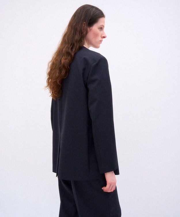 ATON 【26FW】WOOL TROPICAL | ノーカラージャケット NAVY