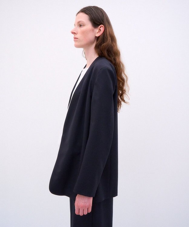 ATON 【26FW】WOOL TROPICAL | ノーカラージャケット NAVY