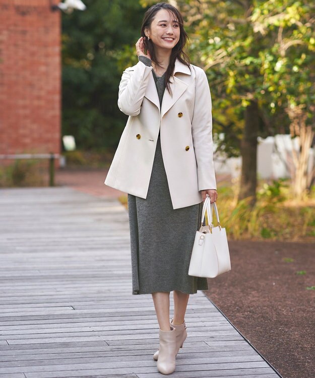 ANY SIS 【洗える】ベーシックハーフ トレンチコート アイボリー