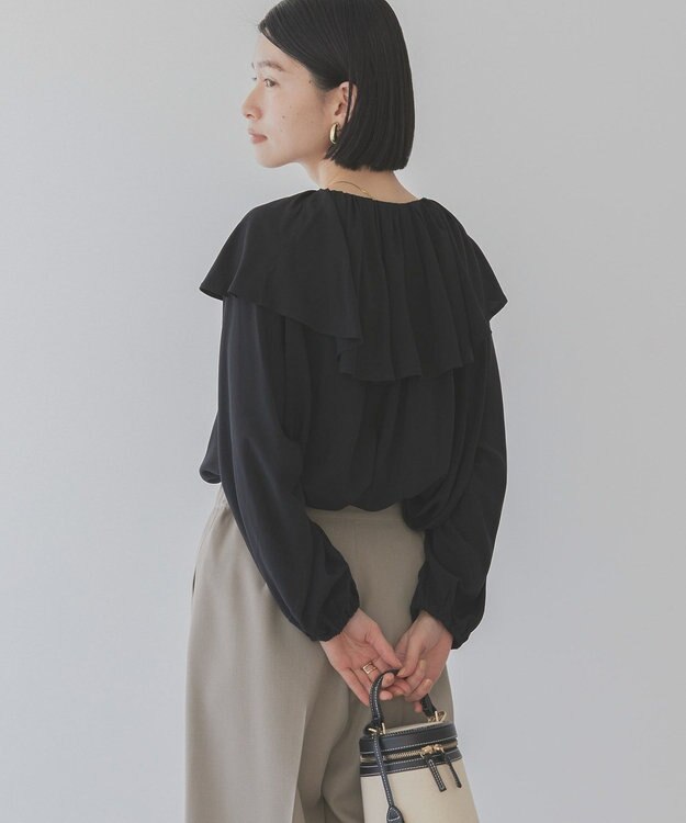 AMERICAN HOLIC サラックール衿フリルラグランブラウス Black