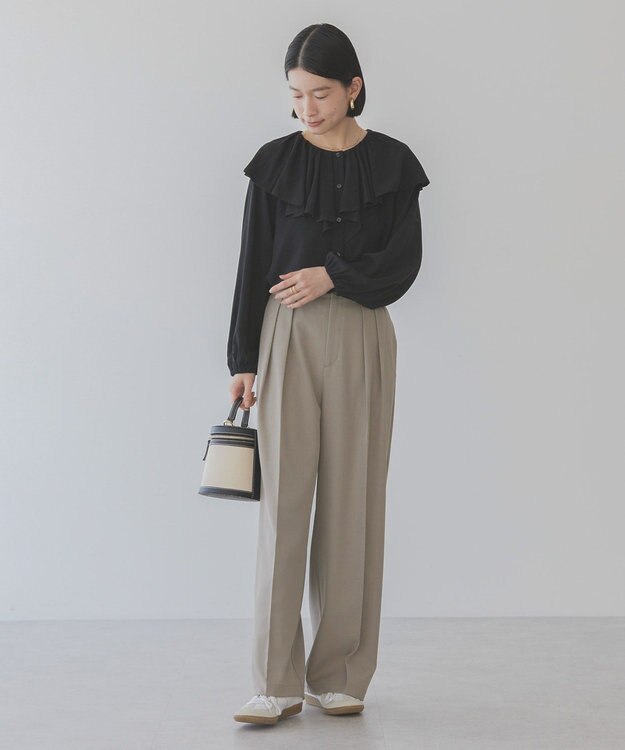 AMERICAN HOLIC サラックール衿フリルラグランブラウス Black