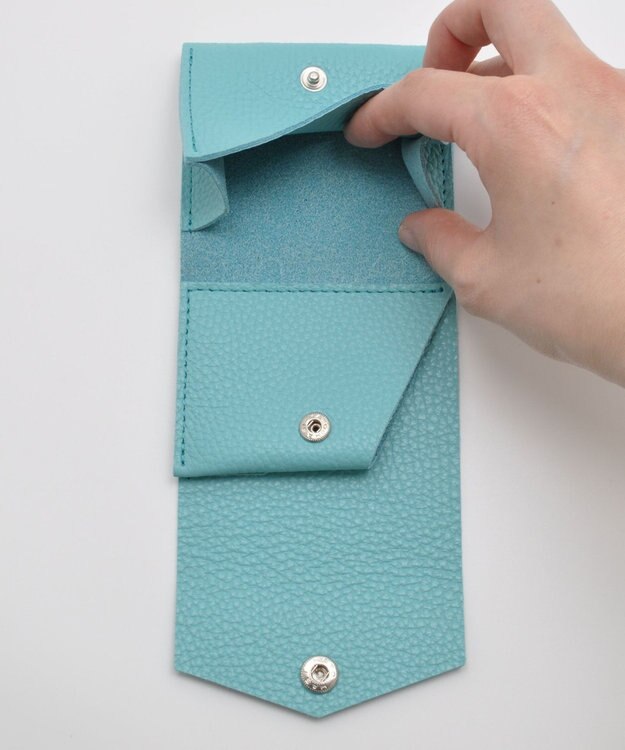 blancle シュリンクレザー 三つ折りウォレット ロビンエッグブルー