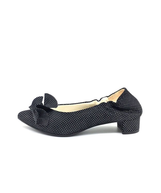 nouvelleRobe Oū 新色追加【本革・高反発】Ruffles ポインテッドトゥ ヒールパンプス ブラックドット