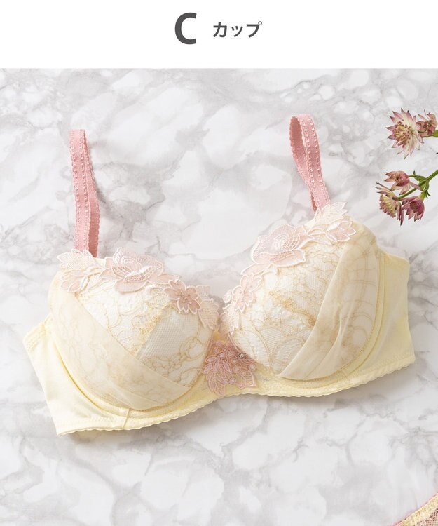 Wing Wing Lesiage　【2720シリーズ】ブラジャー　シアー感のあるラグジュアリーなデザイン　ウイング／ワコール　PB2720 イエロー