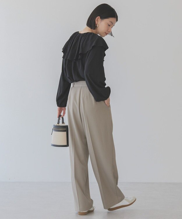 AMERICAN HOLIC サラックール衿フリルラグランブラウス Black