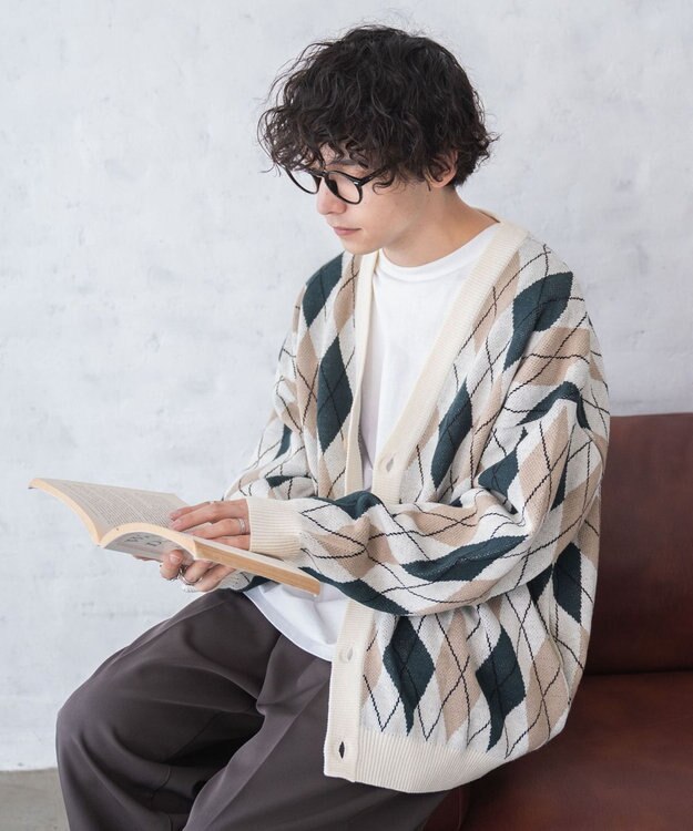 WEGO ルーズフィット総柄カーディガン