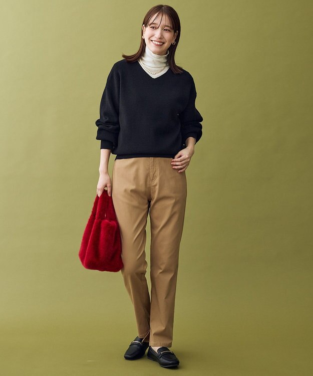 ANY L ウール混リブタートルネックカットソー エクリュ