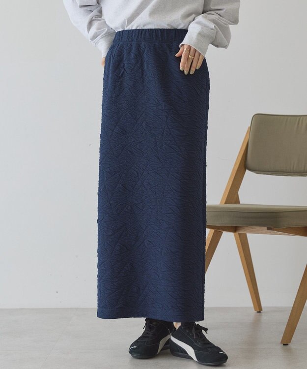 AMERICAN HOLIC フクレジャガードタイトスカート Dark Navy