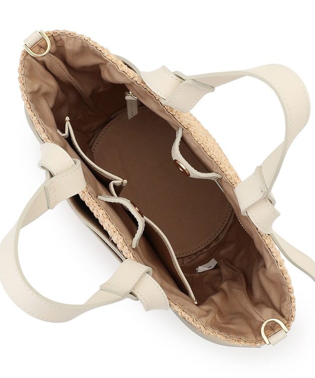 23区 【先行予約】VIOLAd'ORO アバカ レザーポケット 2WAY トートバッグ ホワイト系