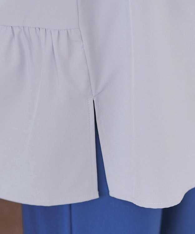 Tiaclasse 【選べる2Type】スキッパーシャツチュニック 長袖ライトグレー